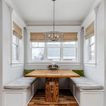 4 light farmhouse chandelier drum pendant light fixture with white wood style and black finish