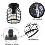 Simplicity industrial flush mount light fixture black farmhouse cage ceiling lamp