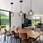 Black cage hanging lamp rust island pendant light fixture