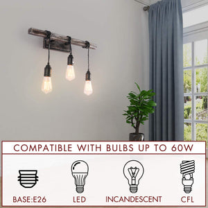 3 light simplicity vintage wall sconce farmhouse wire wood beam wall lamp