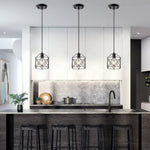Black cage hanging lamp rust island pendant light fixture