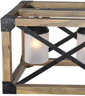 4 light wood rectangle island chandelier