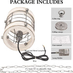 Retro industrial wood pendant light vintage cage foyer pendant lamp