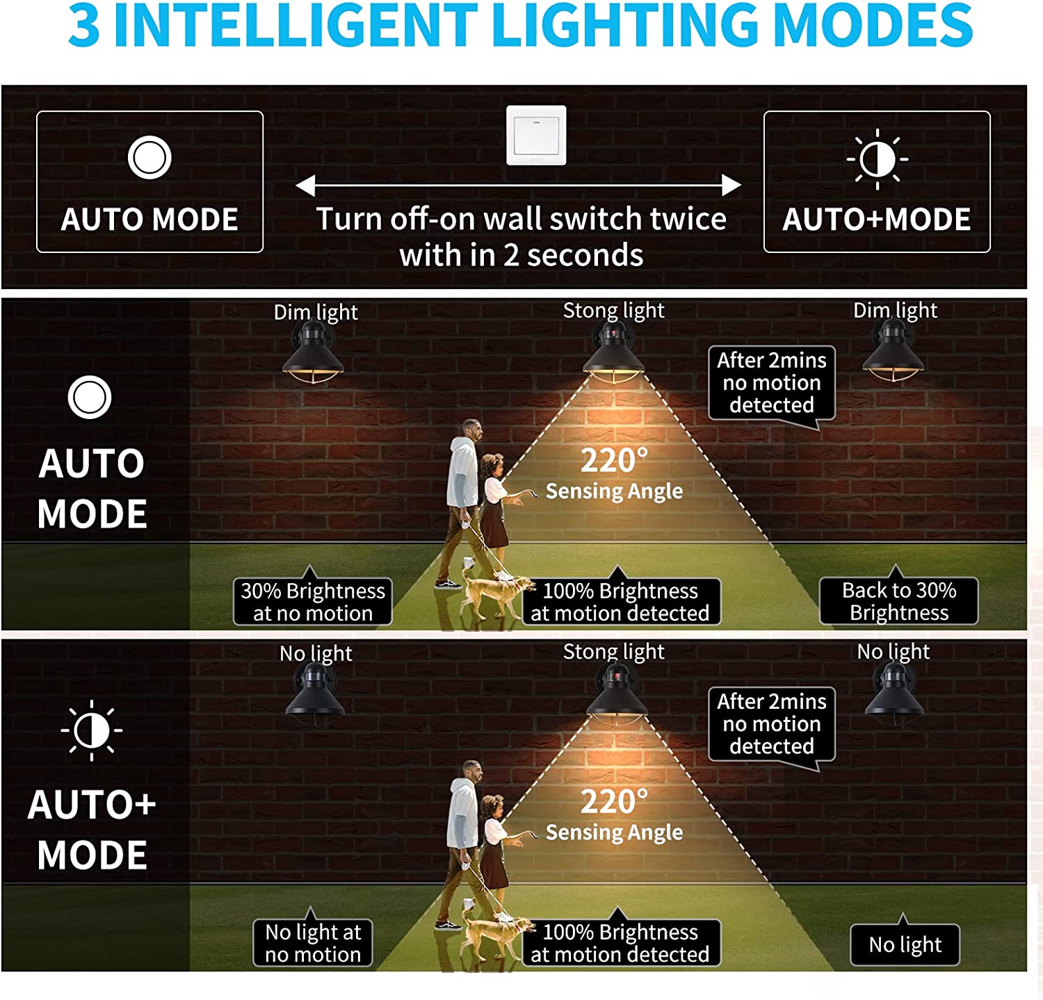 Motion detection LED wall light black dusk to dawn exterior barn wall lantern