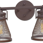 2 light farmhouse wall ight with bronze finish industrial mesh wall light fixture