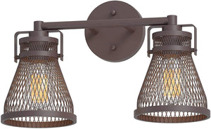 2 light farmhouse wall ight with bronze finish industrial mesh wall light fixture