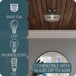 Modern farmhouse semi flush mount ceiling lamp black glass ceiling light fixture