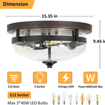 3 light industrial flush mount ceiling light farmhouse glass close to ceiling light fixture