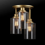 3 light  3-Light Flush Mount Ceiling Light glass ceiling lamp with gold finish