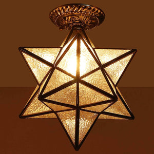 Moravian Star ceiling light fixture tiffany flush mount ceiling lamp with Iridescent shade