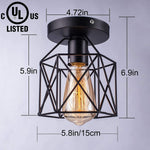2 pack retro light fixture ceiling mount black cage semi flush mount ceiling lamp