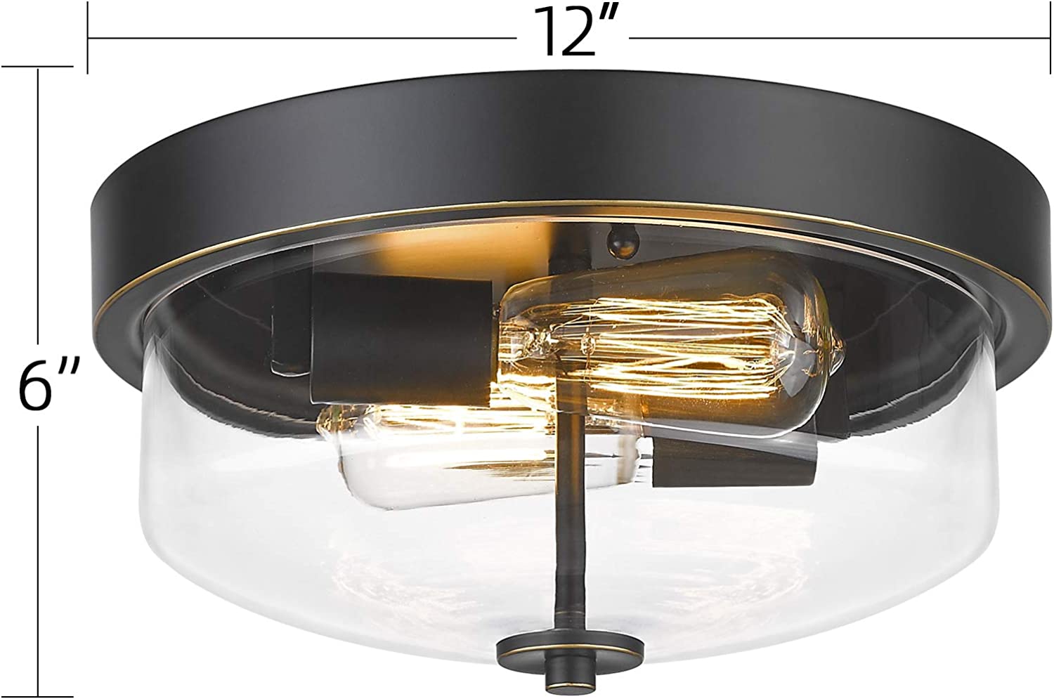 Industrial ceiling light fixture with clear glass shade vintage black ceiling lamp
