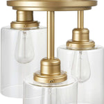 3 light  3-Light Flush Mount Ceiling Light glass ceiling lamp with gold finish
