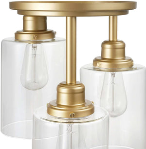 3 light  3-Light Flush Mount Ceiling Light glass ceiling lamp with gold finish