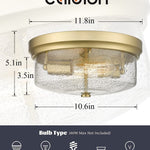 Gold close to ceiling light fixture modern flush mount ceiling lamp with seeded glass