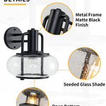 Outdoor lamps for patio waterproof black exterior wall light fixture with glass shade