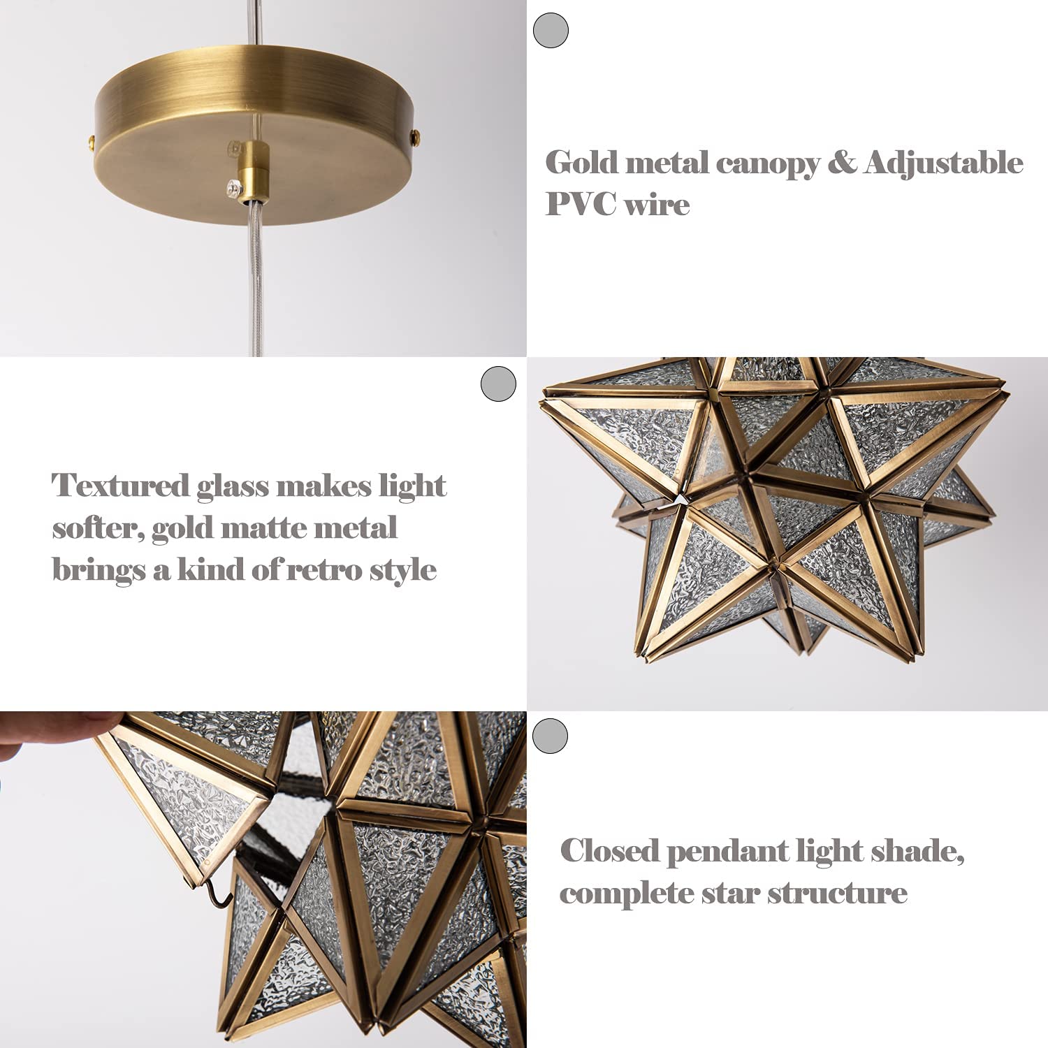 Movarian pendant light vintage star pendant lamp with gold finish