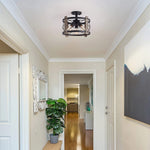 3 light farmhouse rustic ceiling light fixture with matte black finish