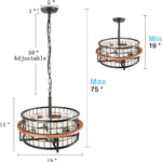 4 light industrial chandelier rust drum black hanging pendant