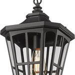 Farmhouse outdoor hanging light black exterior pendant lamp with glass shade