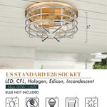 Industrial flush mount ceiling light fixture vintage cage close to ceiling lamp
