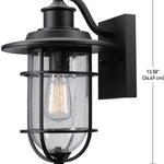 Single black wall light with glass shade