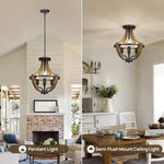 Farmhouse chandelier lighting with retro wood texture 4 light vintage pendant lighting