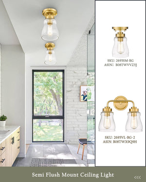 Mini Semi Flush Mount Ceiling Light gold ceiling light fixture with glass shade