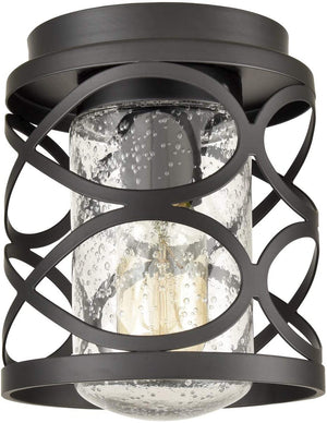 Industrial flush mount ceiling light fixture black glass ceiling lamp
