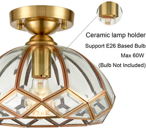 Modern Glass Ceiling Light dome vintage Ceiling Lighting lamp with brass finish