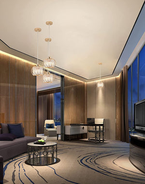 Modern gold pendant light crystal ceiling hanging lamp