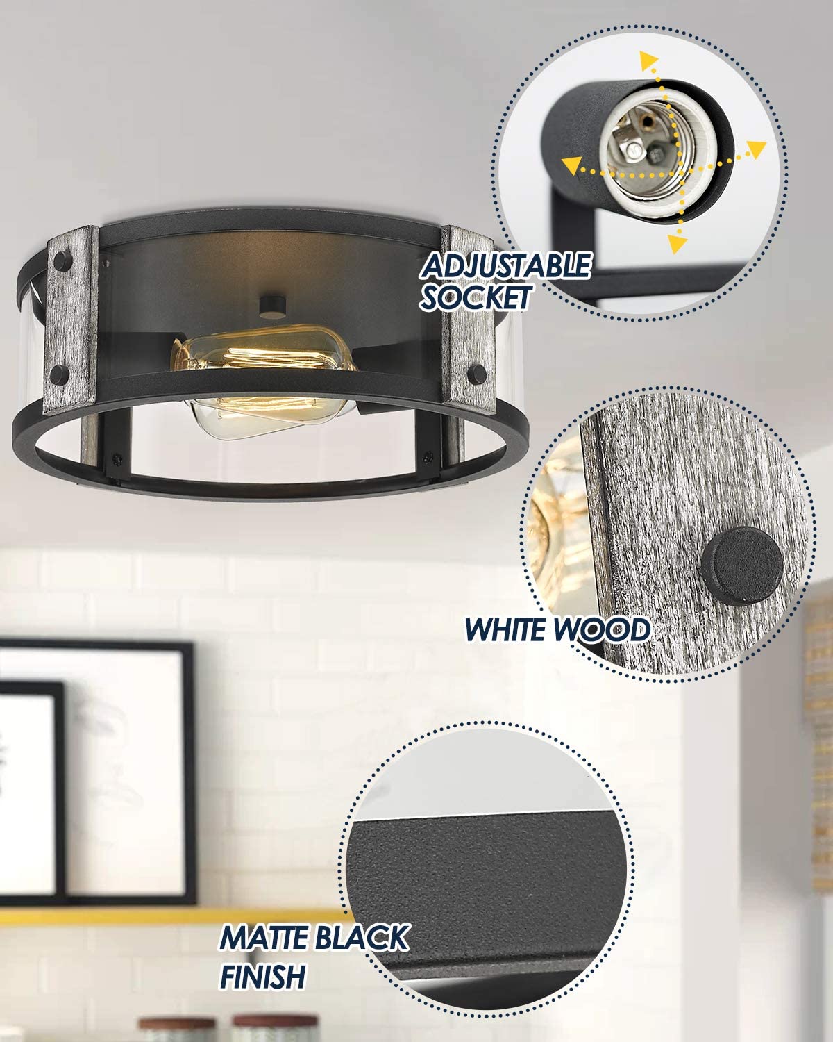 2 light ceiling lights flush mount wood glass mount light fixture