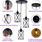 3 light black chandelier metal cage ceiling pendant light