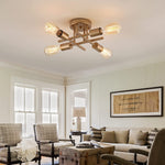 4 light modern semi flush mount ceiling light fixture with gold finish