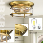 2 light ceiling light gold flush mount ceiling lamp with gold finish