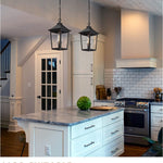 Farmhouse exterior hanging porch light black chandelier with seeded glass shade