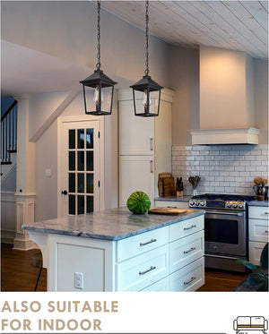 Farmhouse exterior hanging porch light black chandelier with seeded glass shade