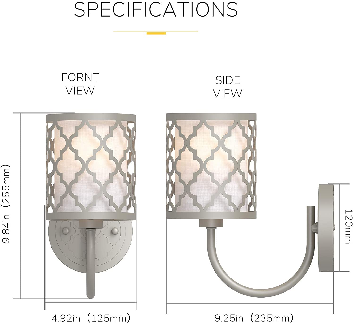 1-Light vanity wall light lamp modern wall lights with Platinum Finish