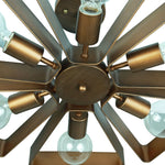 6 light vintage industrial barn floral ceiling light with copper finish