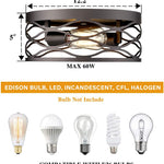 2 light farmhouse flush mount ceiling light fixture black cage ceiling lamp