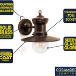 Industrial seeded glass wall sconce for porch