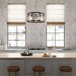 Wood and silver chrome chandelier farmhouse circle hanging pendant lamp