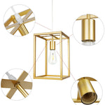 Gold pendant light fixture modern cage ceiling decor Industrial