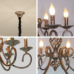 6 light rust chandelier country vintage pendant lighting with antique bronze finish