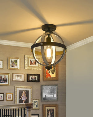 Rust industrial flush mount ceiling light fixture globe ceiling lamp