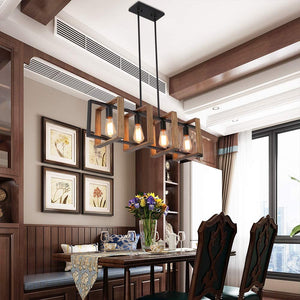 Kitchen island pendant light fixtures 4 light wood black chandelier