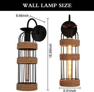 Industrial wall lamps metal cage rust wall sconces