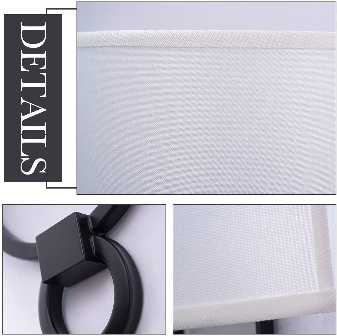 2 pack modern wall sconce with white fabric shade