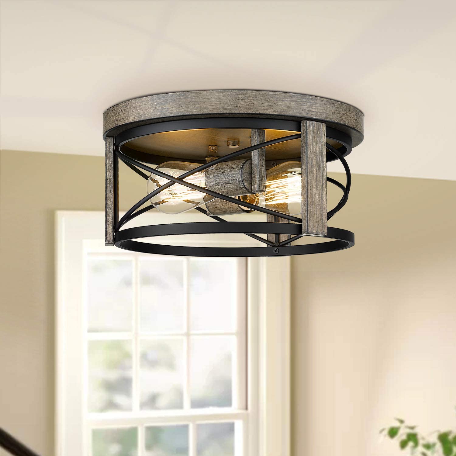2 light modern semi flush mount light fixture cage close to ceiling light fixtures