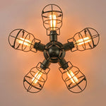 5 light rustic semi flush mount ceiling light industrial wire cage ceiling lamp